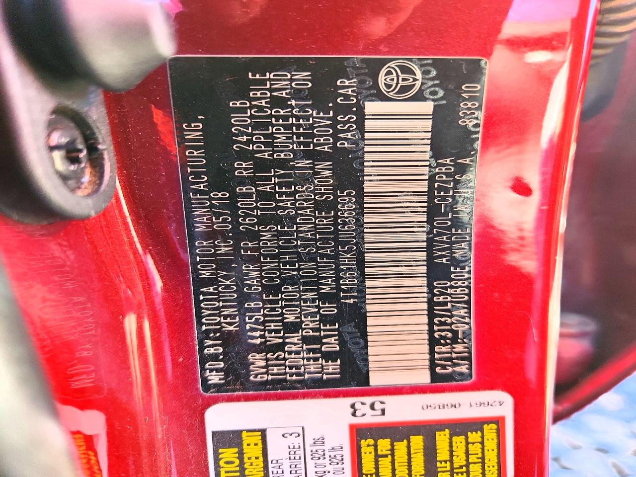 2018 TOYOTA CAMRY XSE photo 12