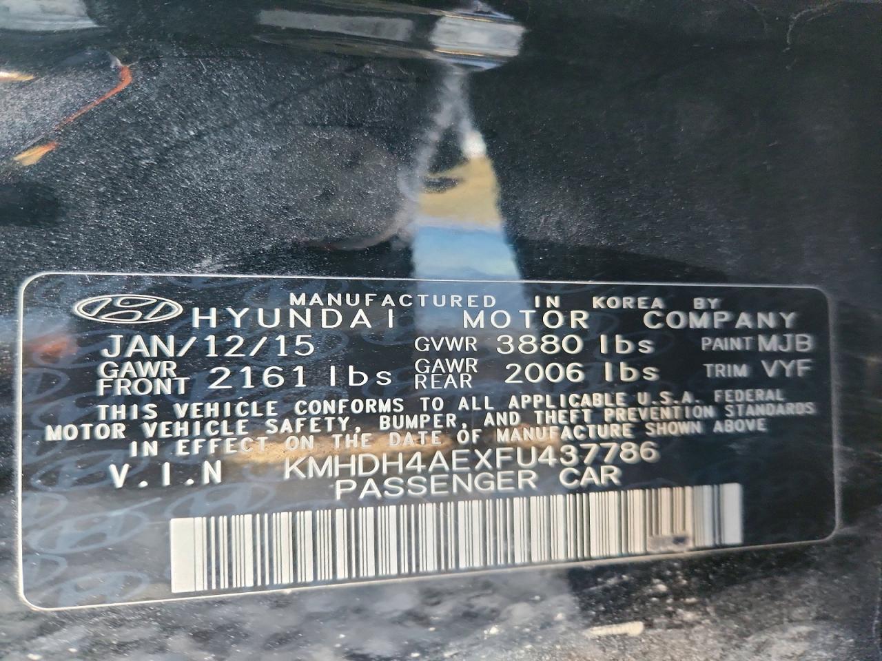 2015 HYUNDAI ELANTRA SE photo 23