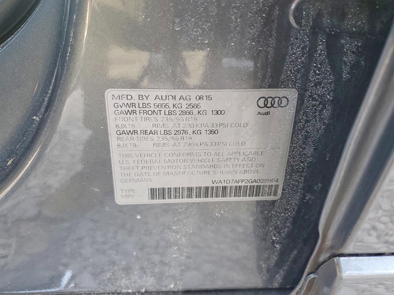 2016 AUDI Q5 PREMIUM PLUS S-LINE photo 14