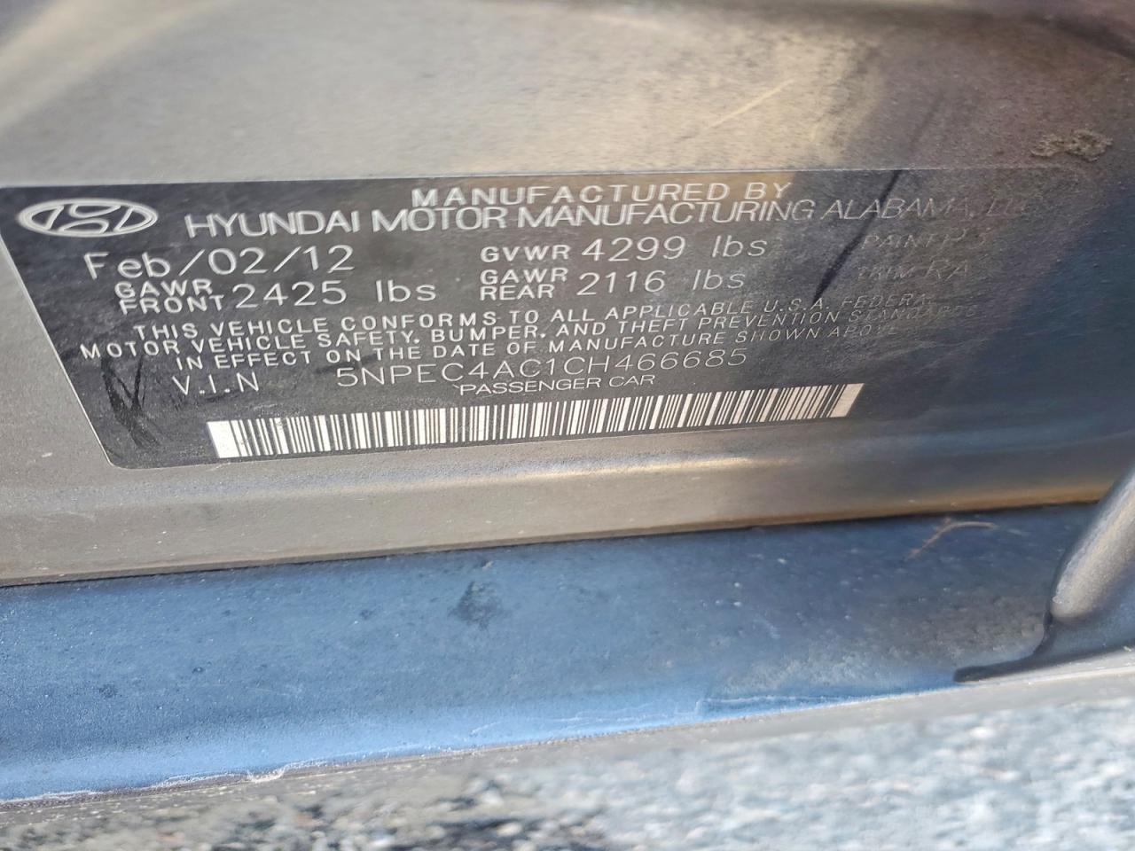 2012 HYUNDAI SONATA photo 12