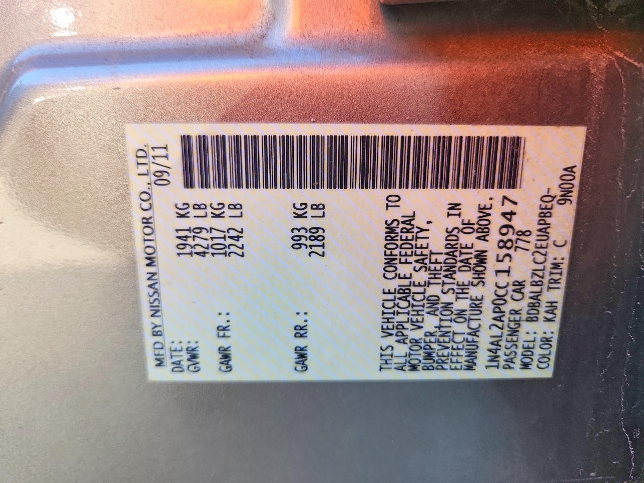 2012 NISSAN ALTIMA 2.5 photo 23