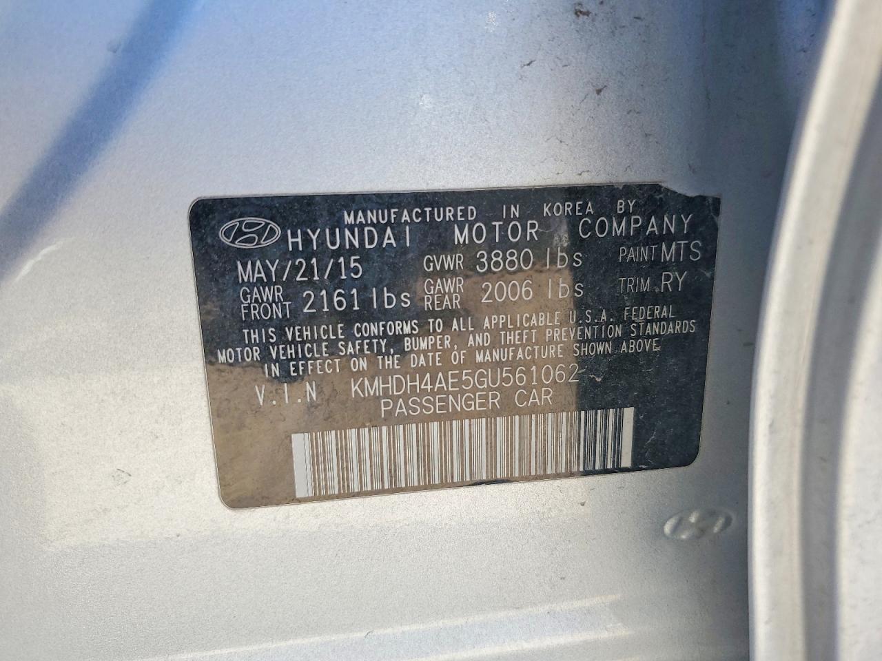 2016 HYUNDAI ELANTRA VALUE EDITION photo 12