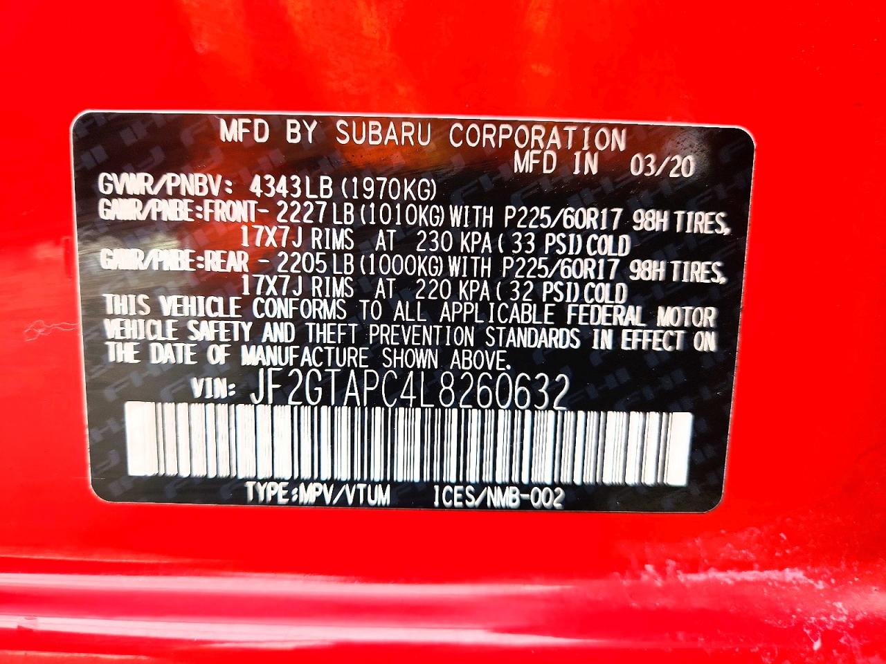2020 SUBARU CROSSTREK PREMIUM photo 23