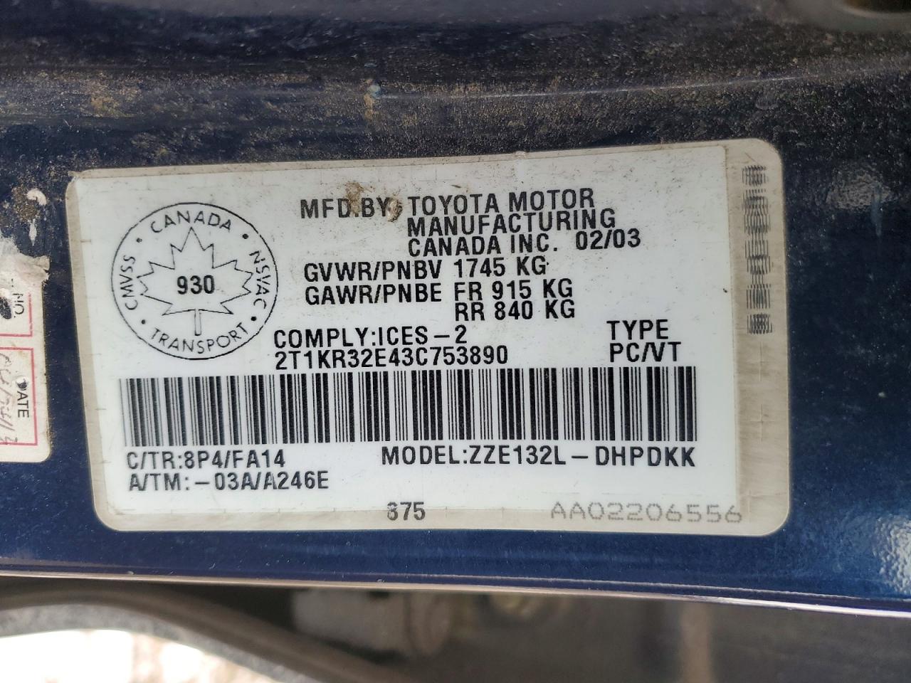 2003 TOYOTA COROLLA MATRIX XR photo 12