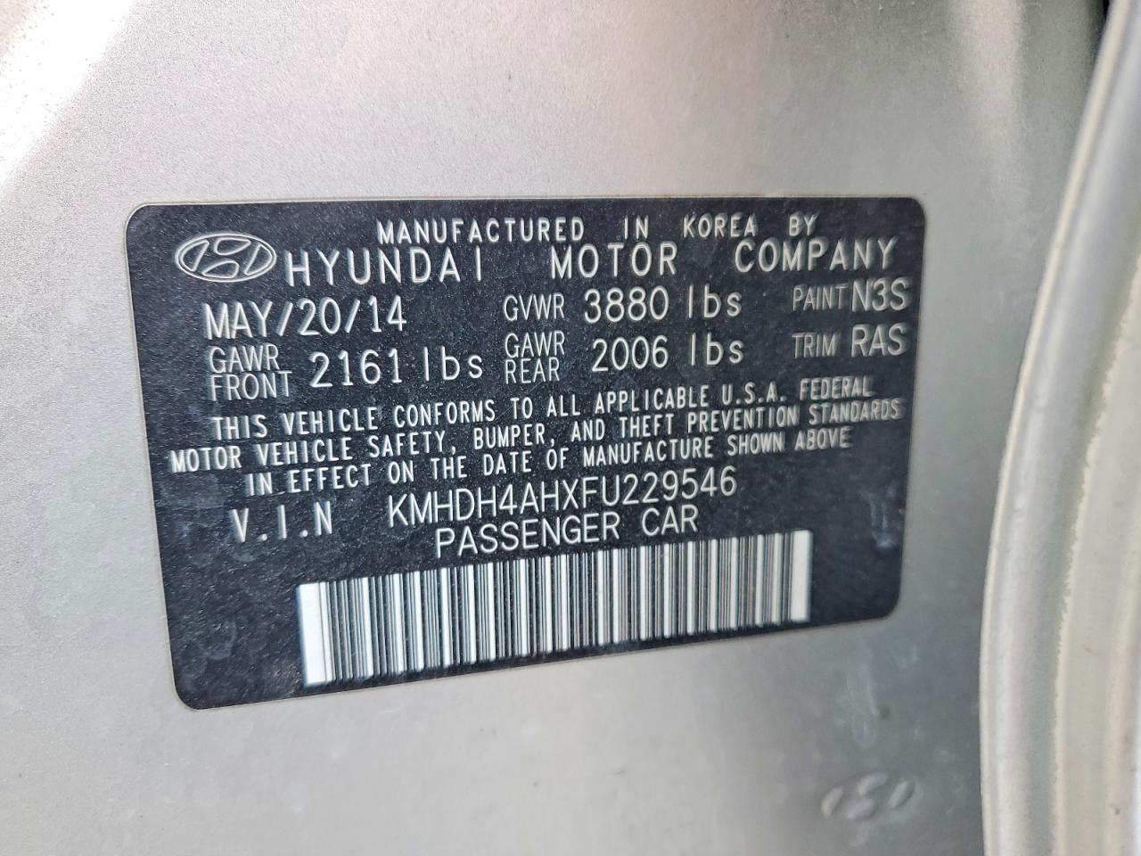 2015 HYUNDAI ELANTRA photo 12