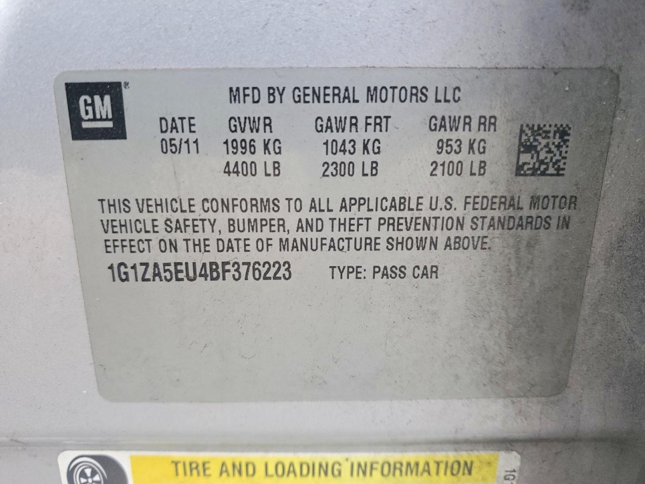 2011 CHEVROLET MALIBU LS photo 12
