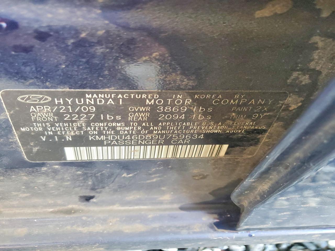 2009 HYUNDAI ELANTRA GLS photo 23