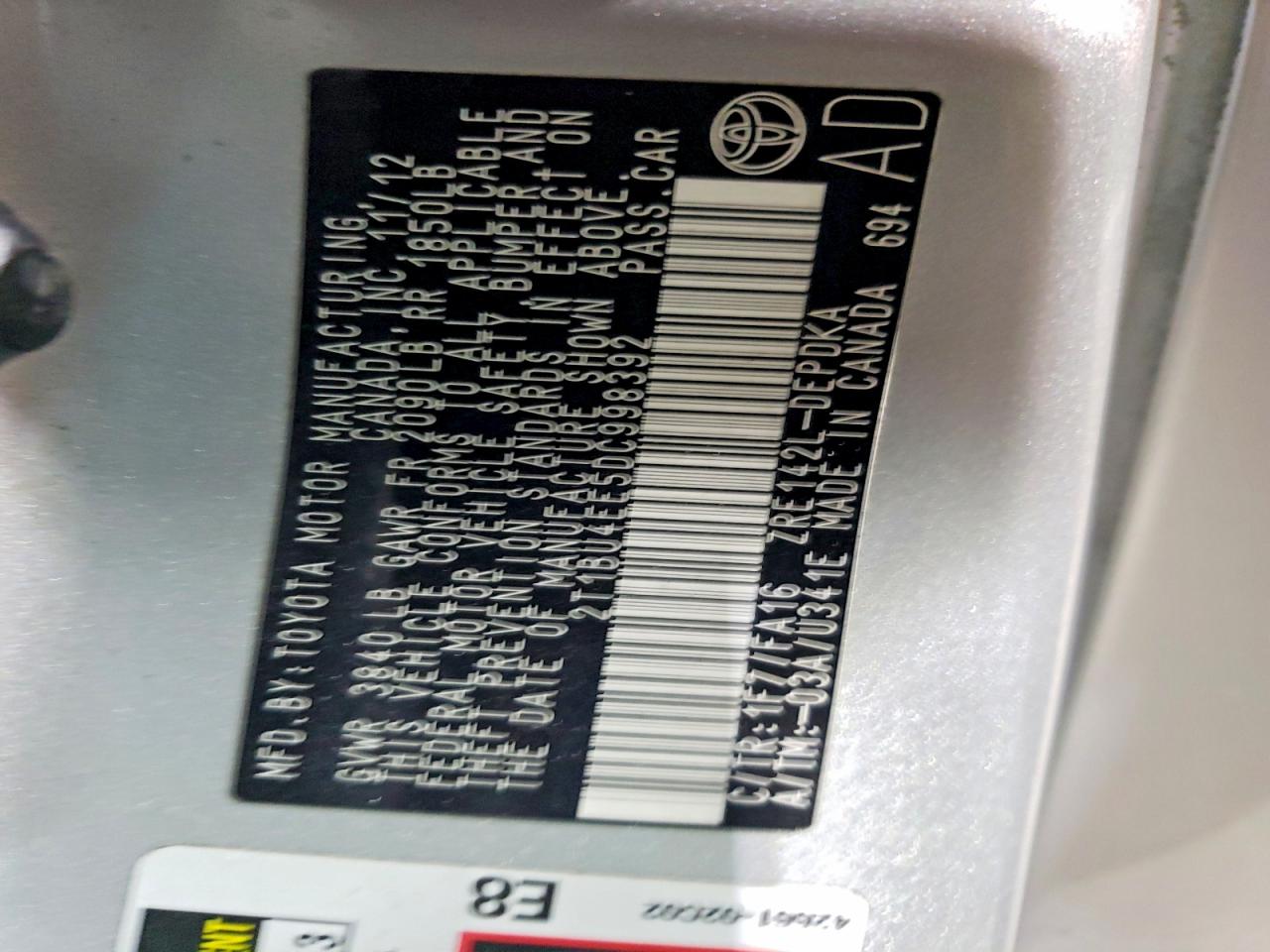 2013 TOYOTA COROLLA BASE photo 23