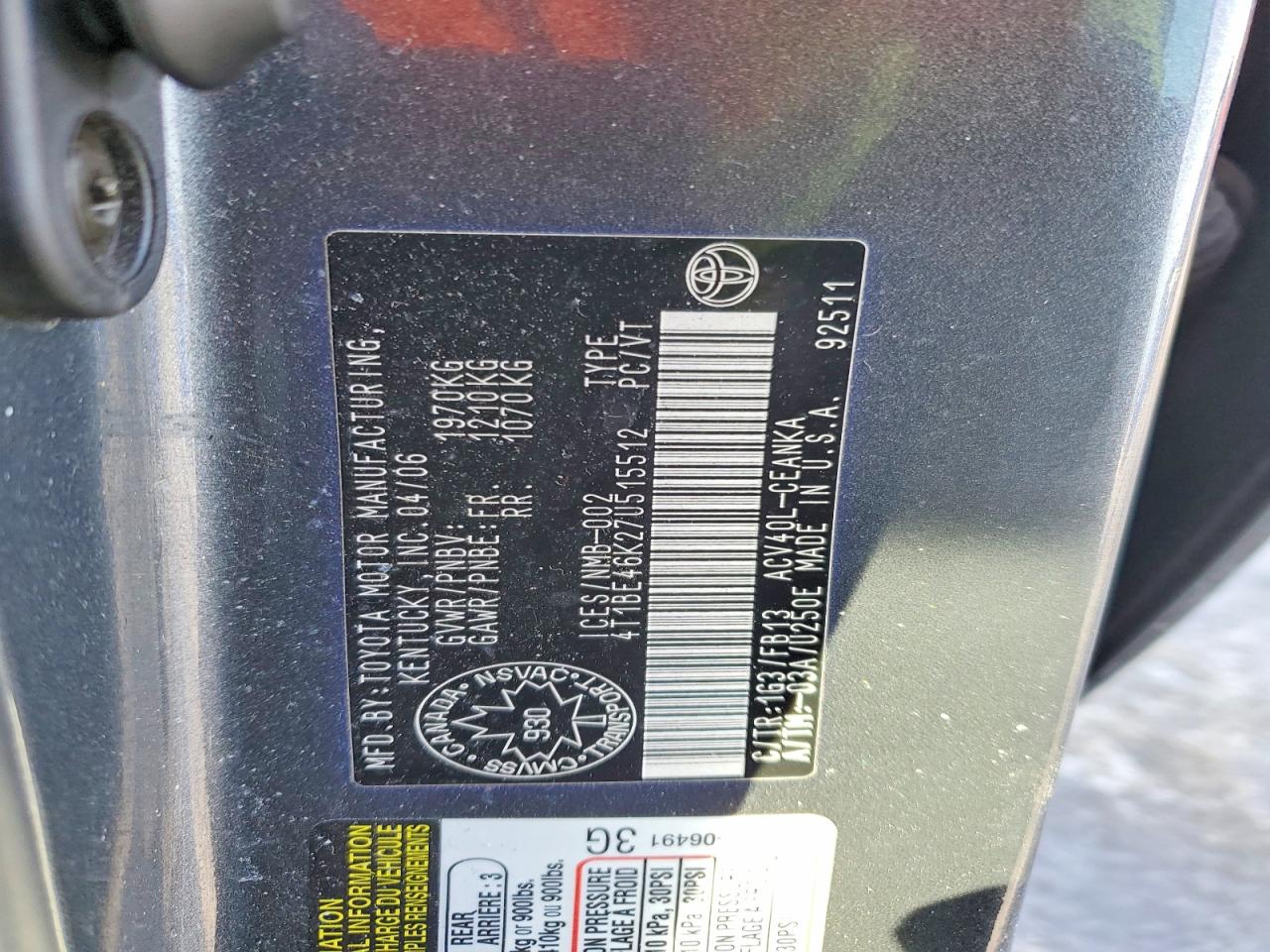 2007 TOYOTA CAMRY CE photo 12