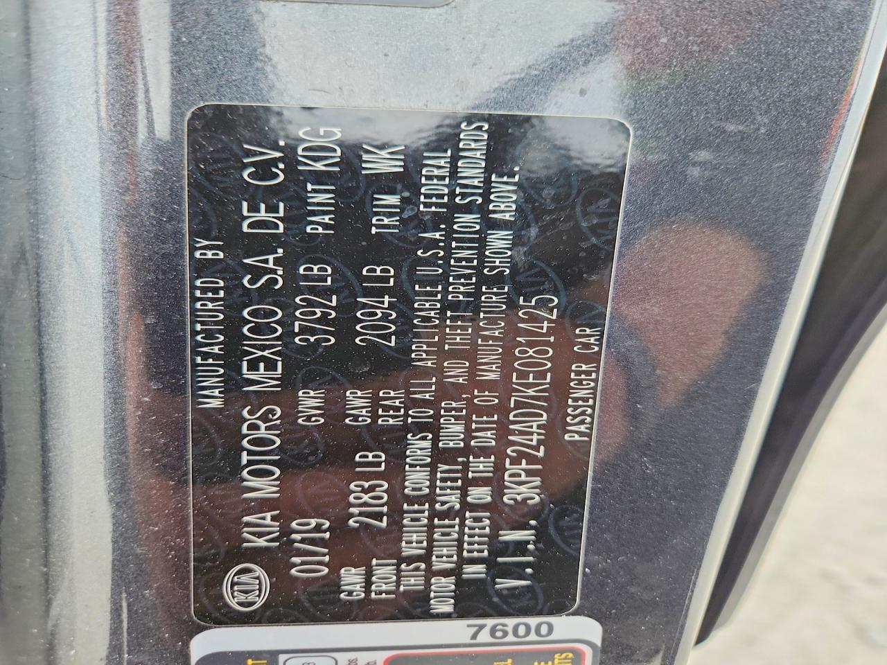 2019 KIA FORTE FE photo 23