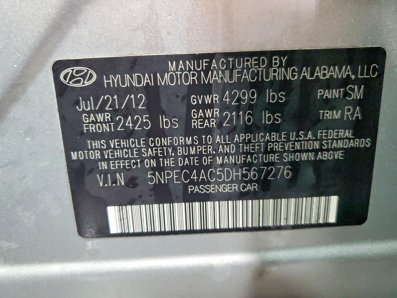 2013 HYUNDAI SONATA SE photo 13