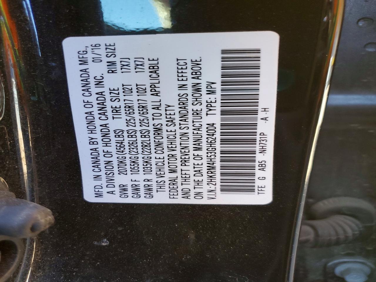 2016 HONDA CR-V EX photo 25