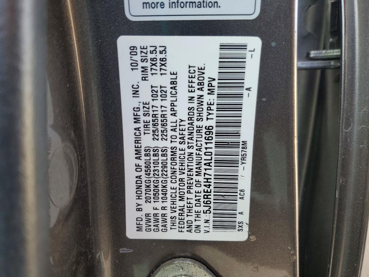 2010 HONDA CR-V EXL photo 27