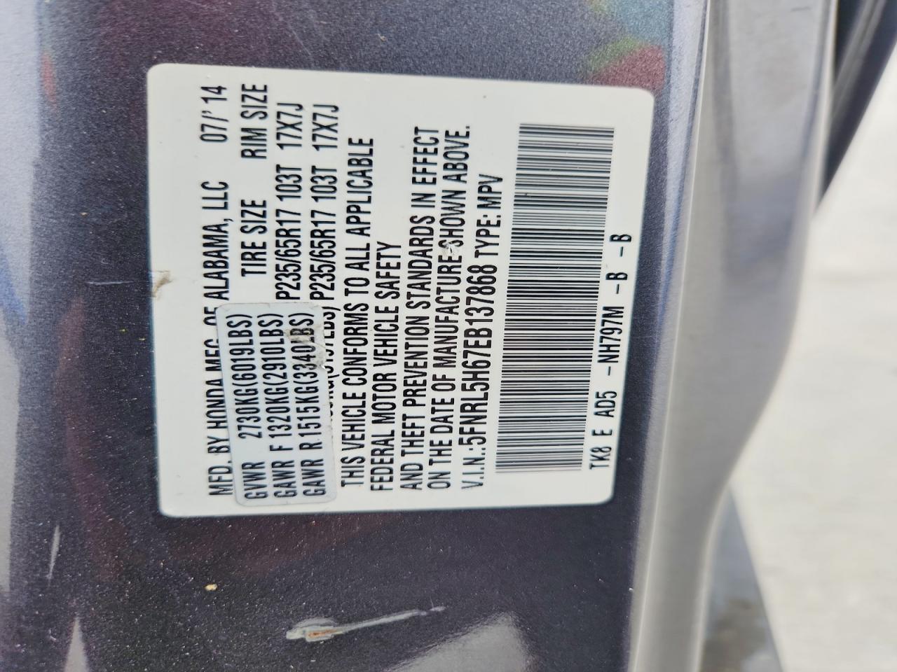 2014 HONDA ODYSSEY EXL photo 25