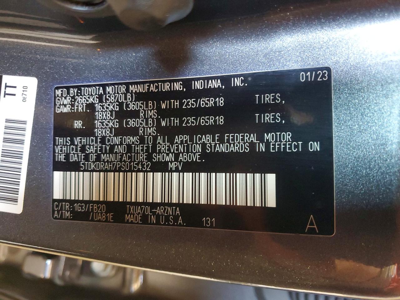 2023 TOYOTA HIGHLANDER LE photo 13