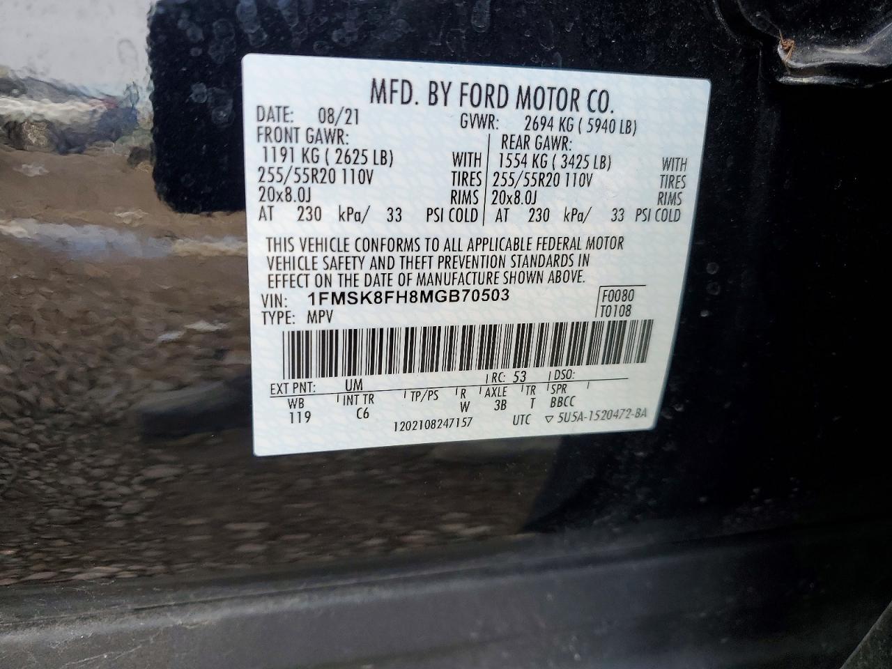 2021 FORD EXPLORER LIMITED photo 13