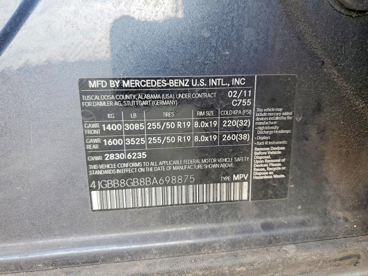 2011 MERCEDES-BENZ ML 350 4MATIC photo 13