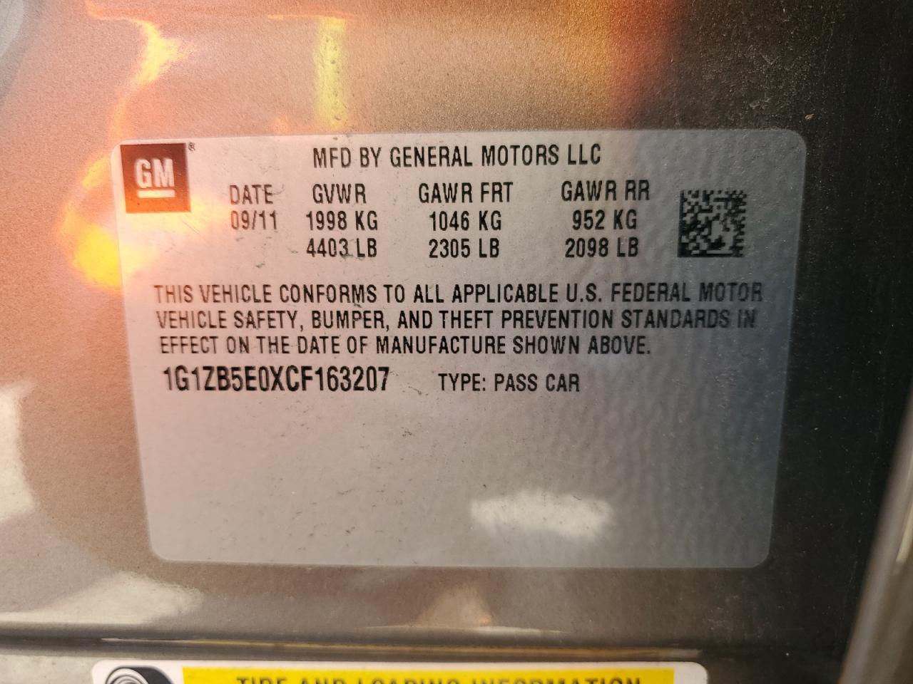 2012 CHEVROLET MALIBU LS photo 23