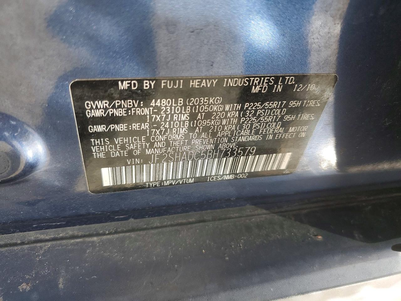 2011 SUBARU FORESTER 2.5X PREMIUM photo 37