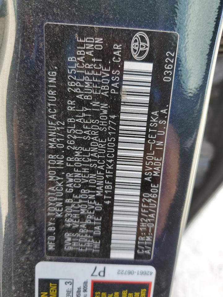 2012 TOYOTA CAMRY BASE photo 34