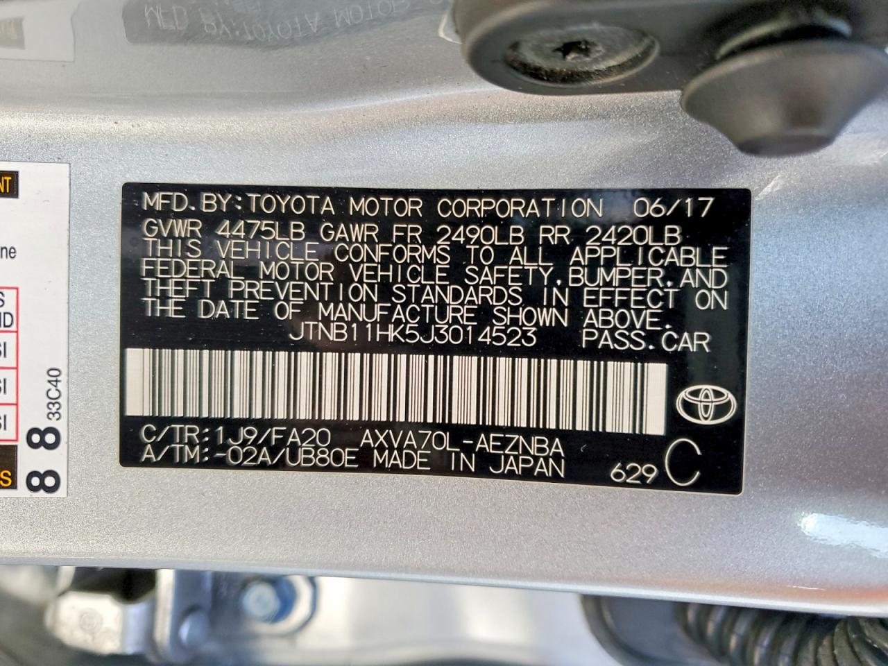 2018 TOYOTA CAMRY LE photo 12
