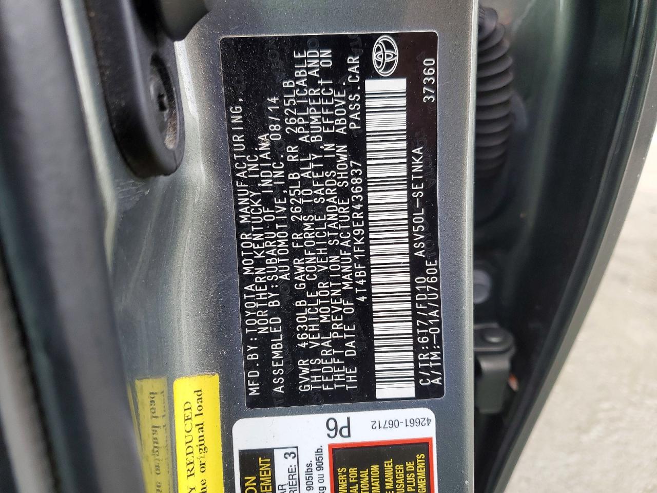 2014 TOYOTA CAMRY L photo 25