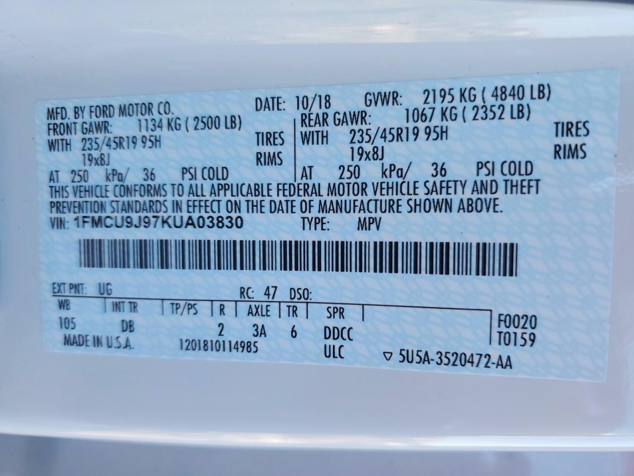 2019 FORD ESCAPE TITANIUM photo 25