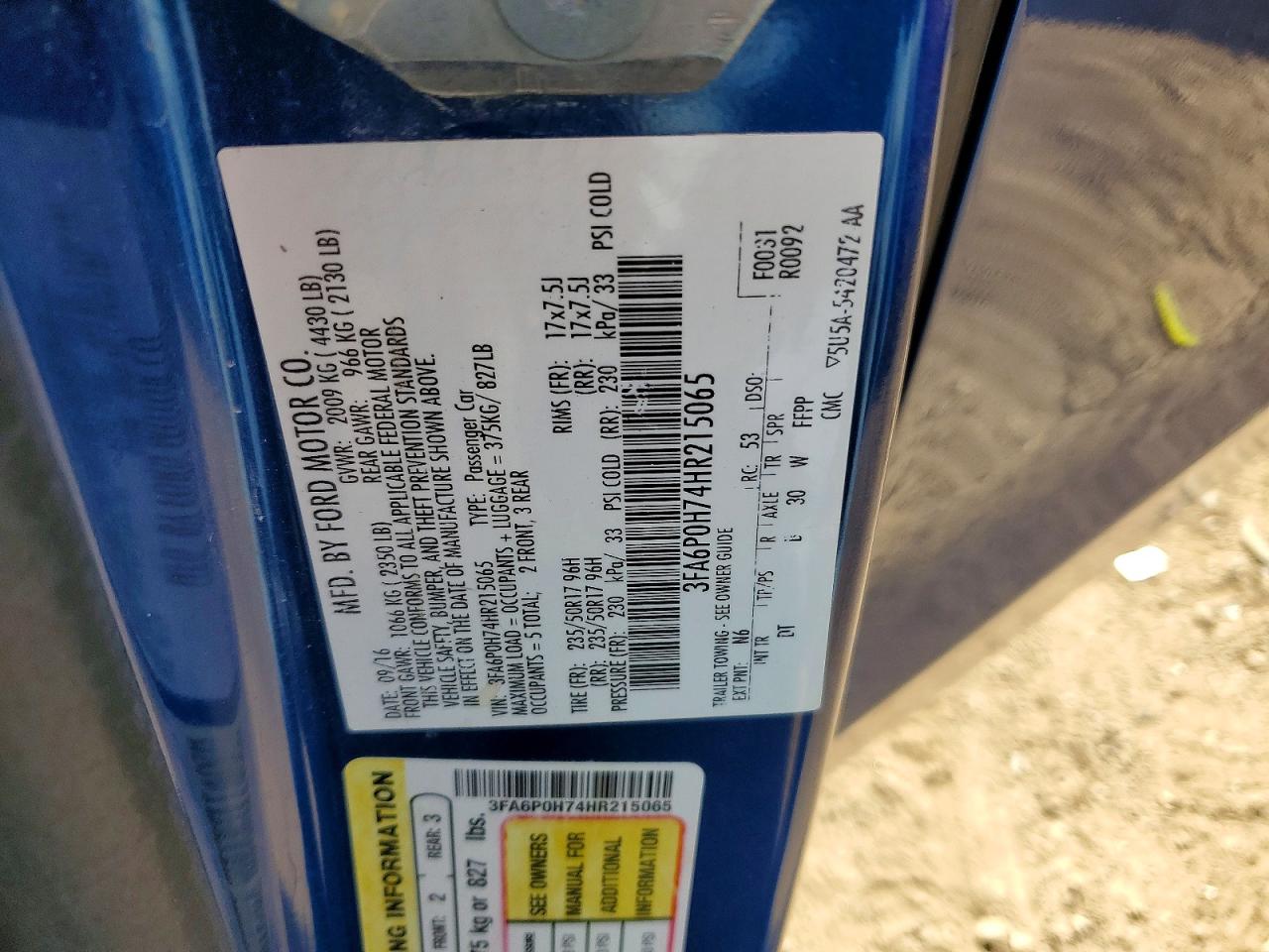 2017 FORD FUSION SE photo 23