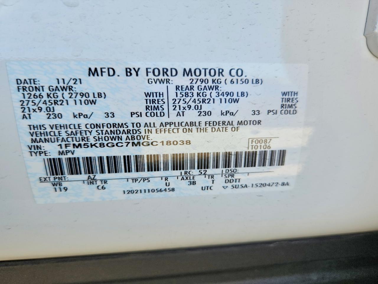 2021 FORD EXPLORER ST photo 14