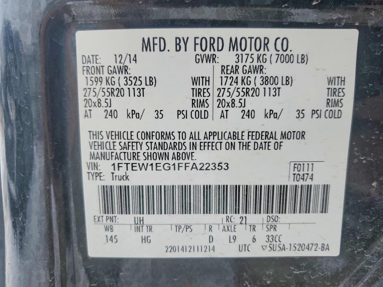 2015 FORD F150 SUPERCREW photo 23