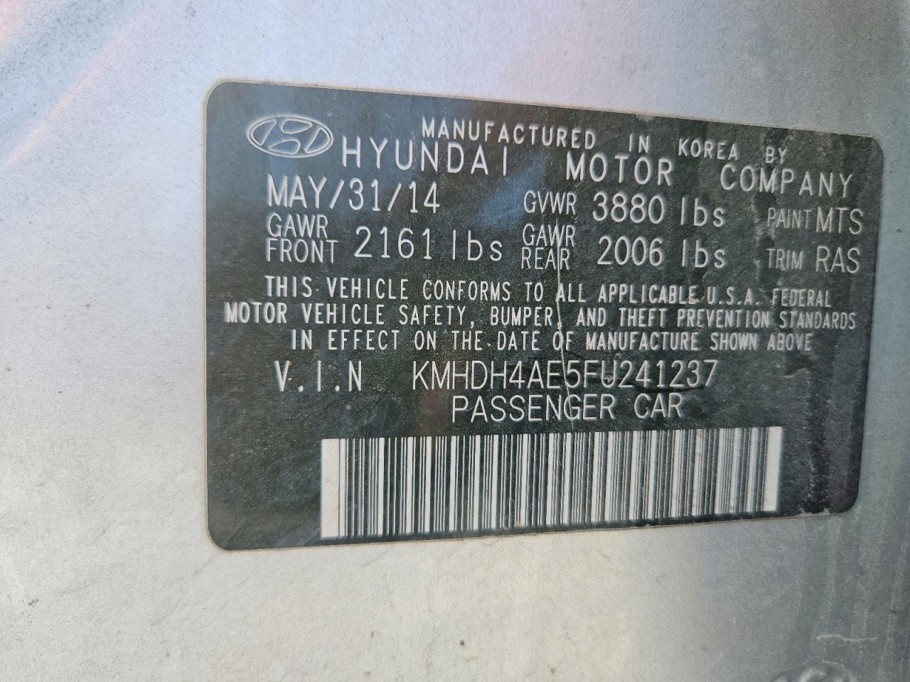 2015 HYUNDAI ELANTRA SE photo 37