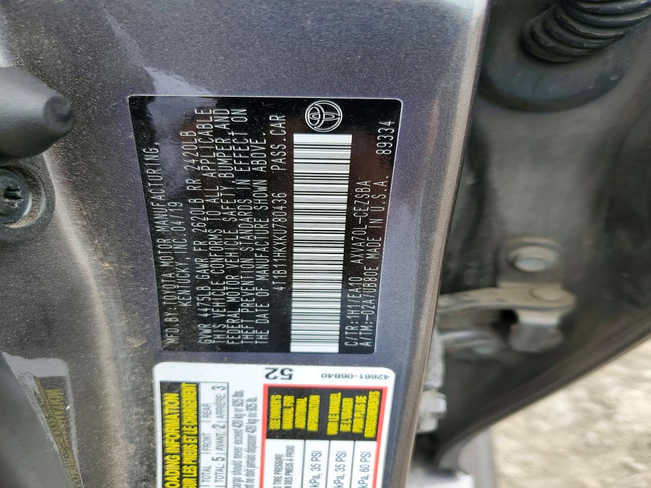 2019 TOYOTA CAMRY L photo 23