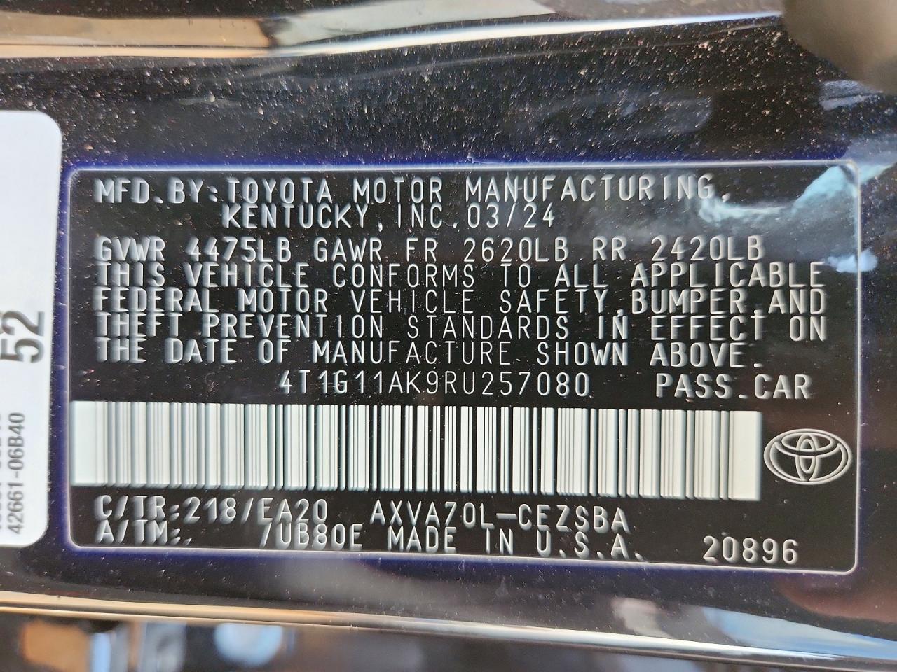 2024 TOYOTA CAMRY SE NIGHT SHADE photo 23