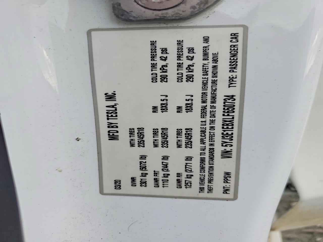 2020 TESLA MODEL 3 photo 12