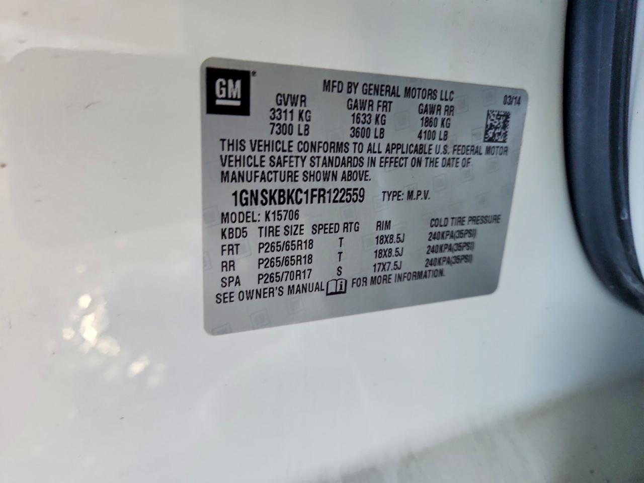 2015 CHEVROLET TAHOE K1500 LT photo 13