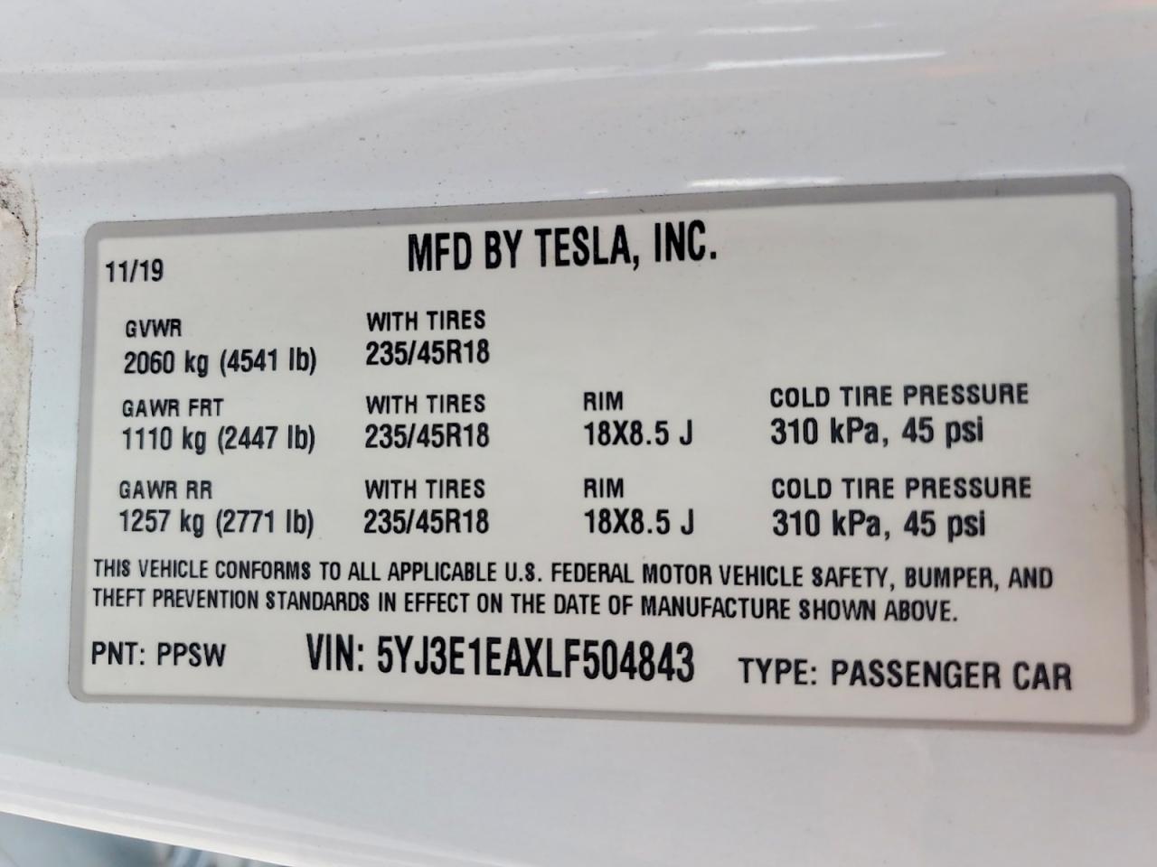 2020 TESLA MODEL 3 photo 37