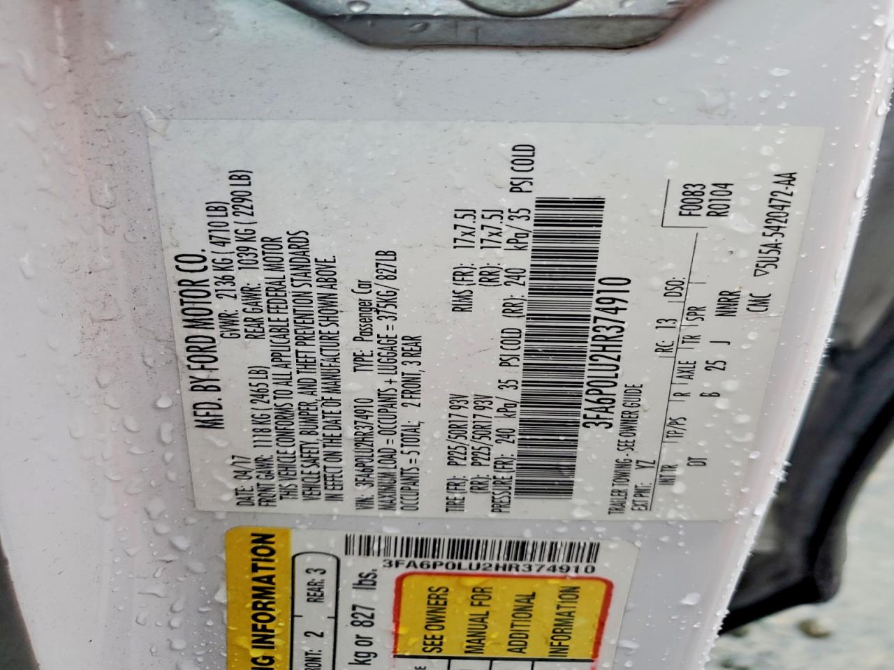 2017 FORD FUSION SE HYBRID photo 12