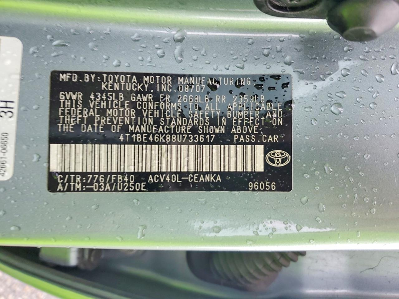 2008 TOYOTA CAMRY CE photo 23