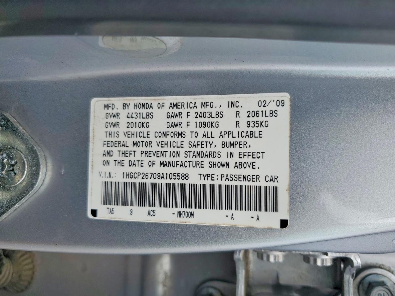 2009 HONDA ACCORD EX photo 23