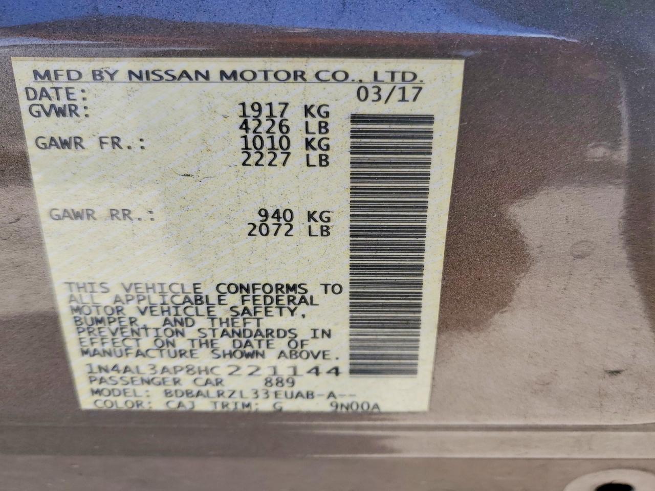 2017 NISSAN ALTIMA 2.5 photo 25
