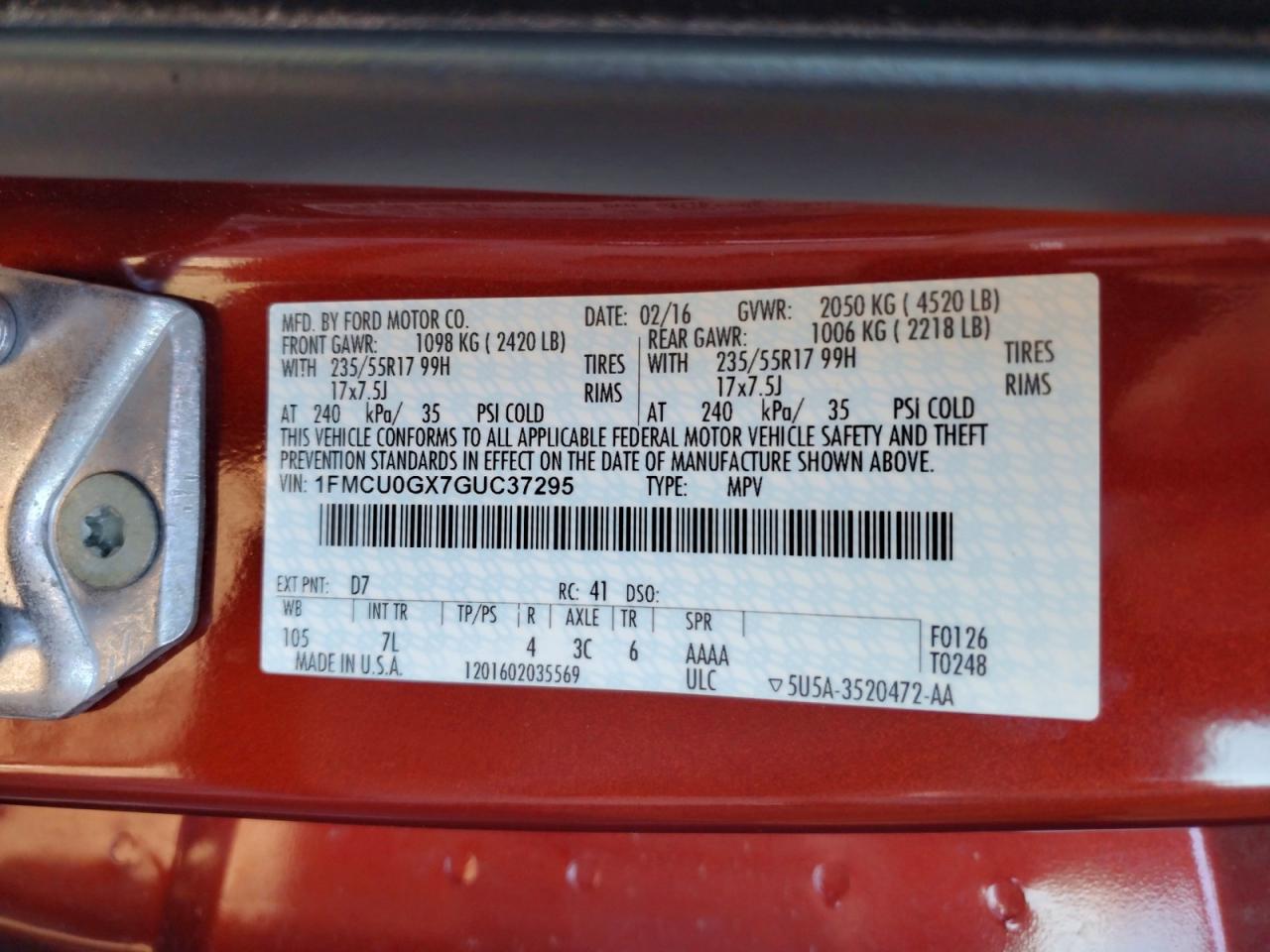 2016 FORD ESCAPE SE photo 23