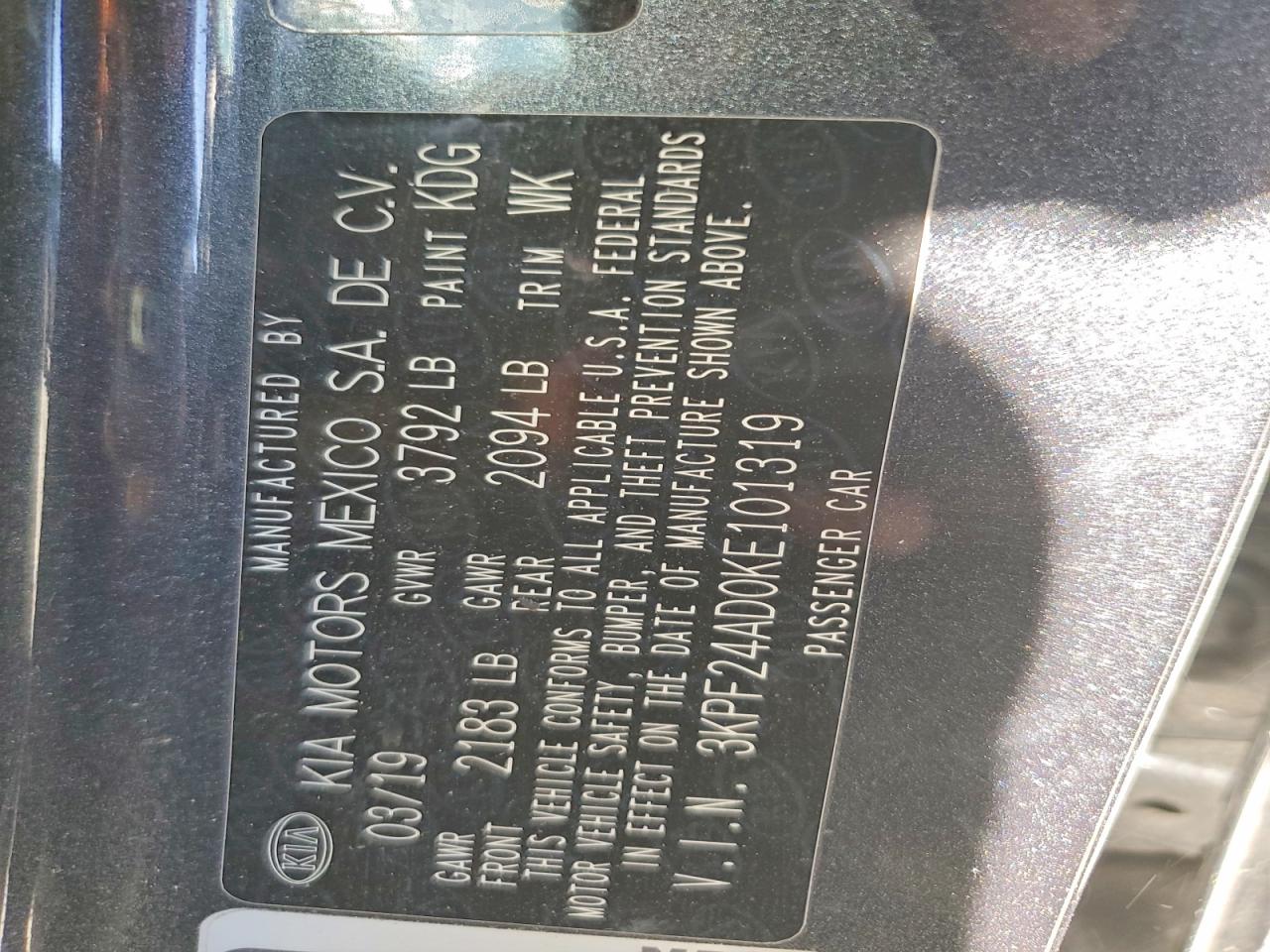 2019 KIA FORTE FE photo 12