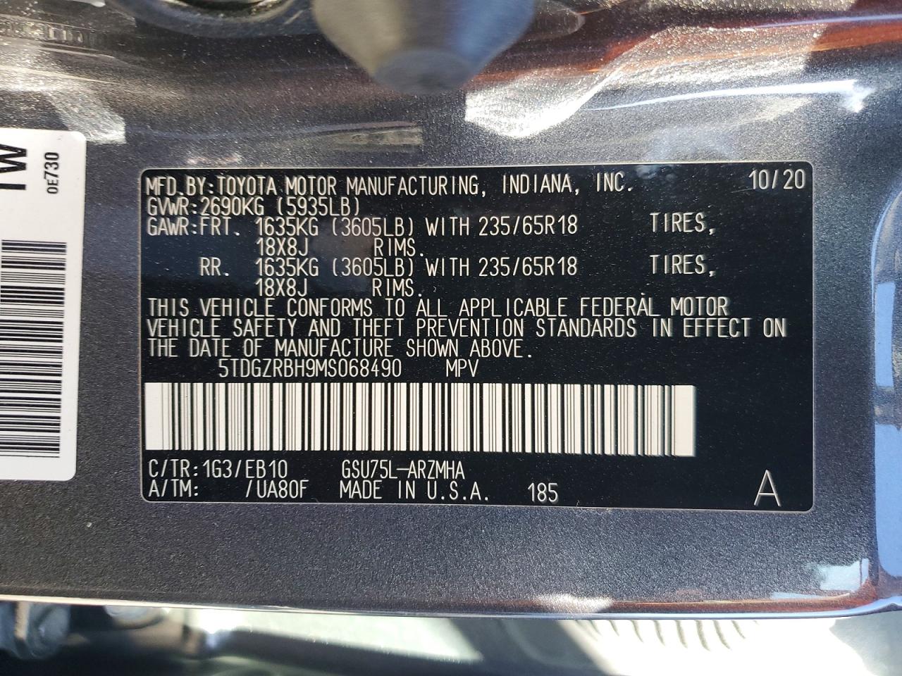 2021 TOYOTA HIGHLANDER XLE photo 14
