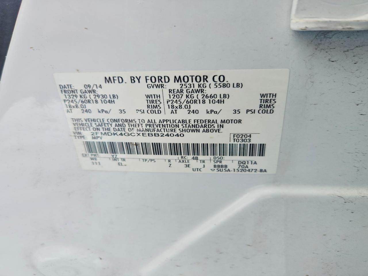 2014 FORD EDGE SE photo 37