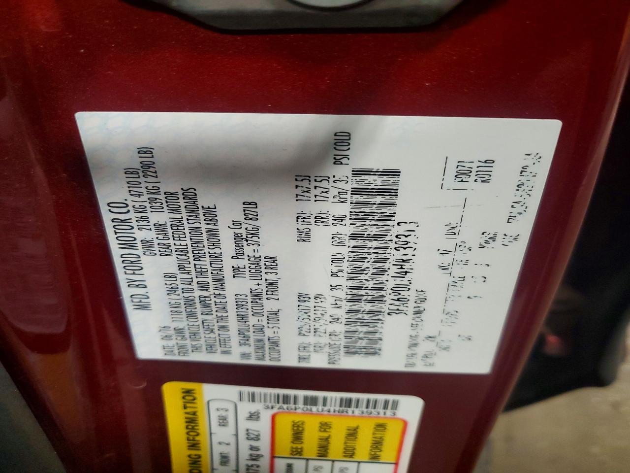 2017 FORD FUSION SE HYBRID photo 12