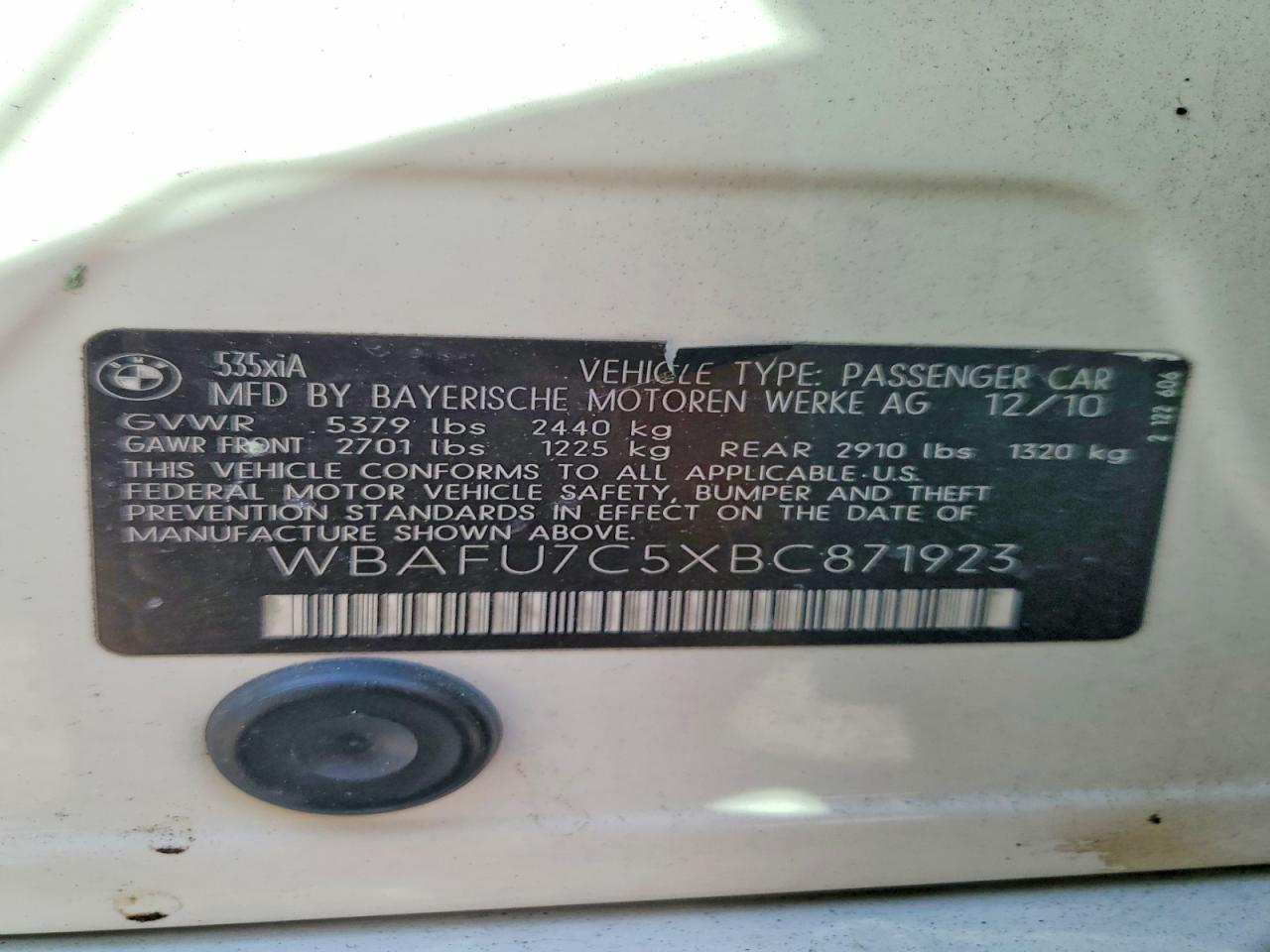 2011 BMW 535 XI photo 12