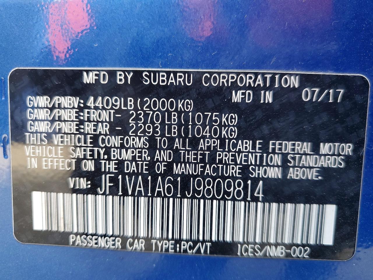 2018 SUBARU WRX photo 13