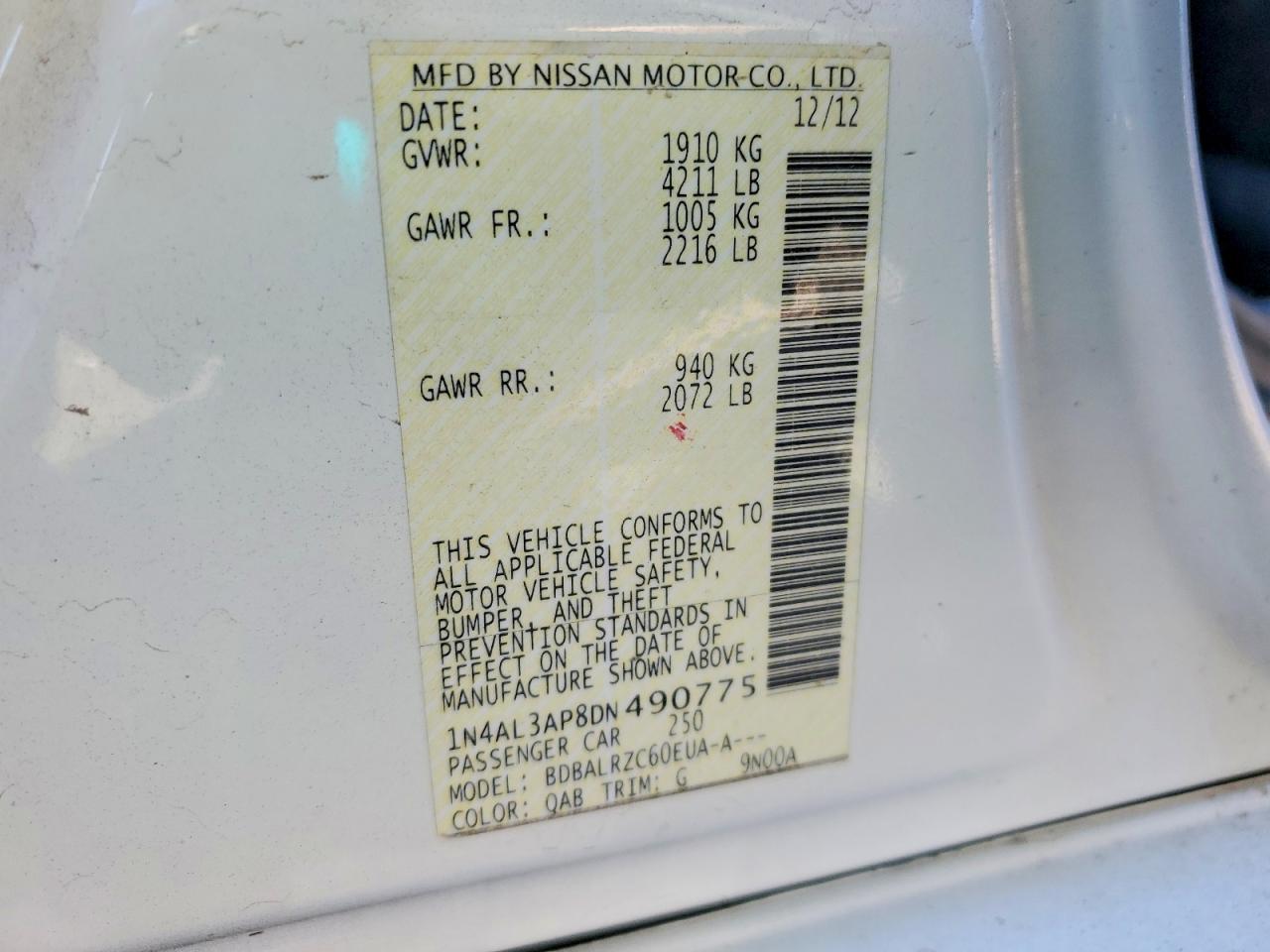2013 NISSAN ALTIMA 2.5 photo 12