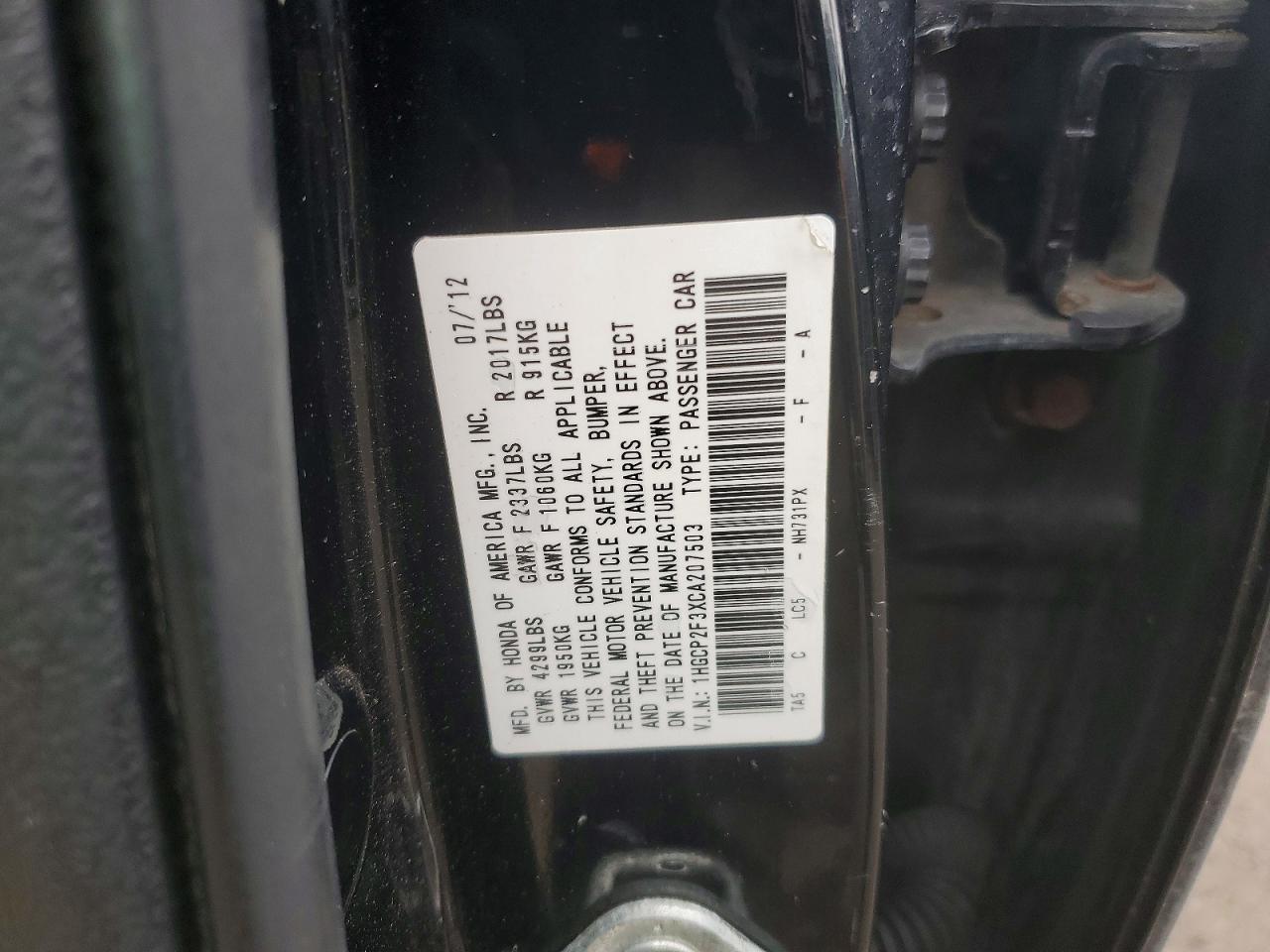 2012 HONDA ACCORD LX photo 34