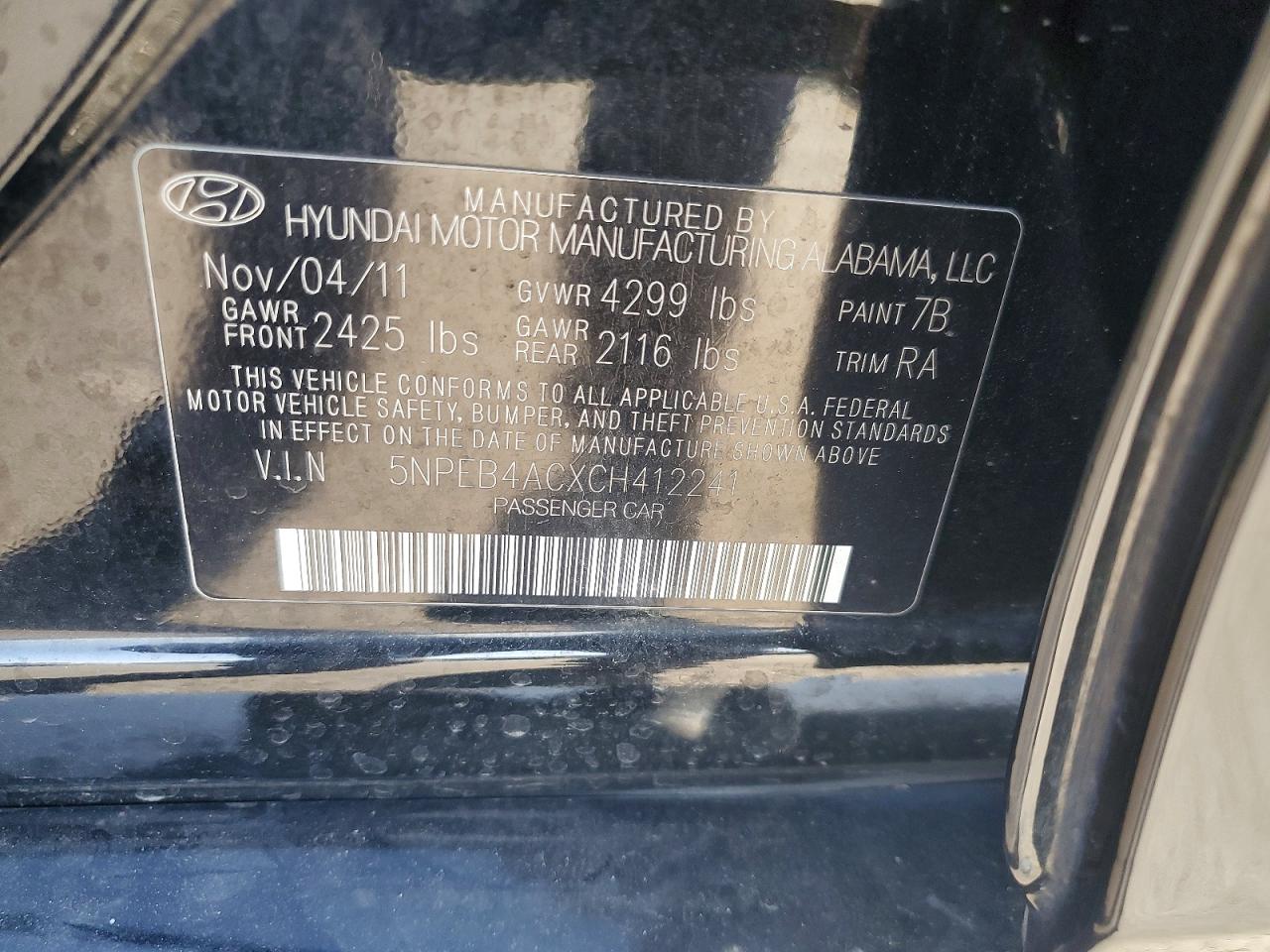 2012 HYUNDAI SONATA GLS photo 12